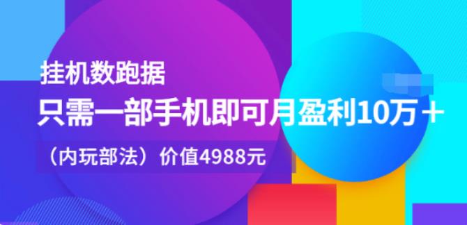 【副业2818期】挂机跑数据副业：一部手机月盈利10W＋（内部玩法）价值4988