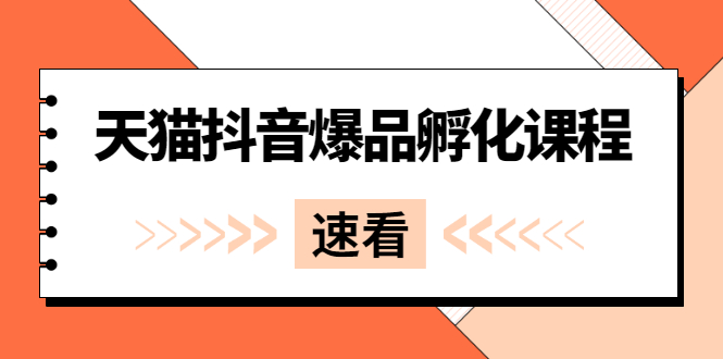 【副业2950期】《天猫抖音爆品孵化课程》最新天猫爆品+短视频+直播打造玩法